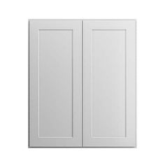 a white cabinet with two doors on the left and right side, against a white background