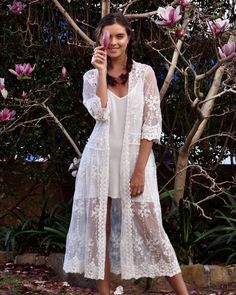 WISTERIA DREAM LACE DUSTER  DM or EMAIL enquiries@labellevverage.com.au for enquiries!      #australianfashion ... Open Front Dresses For Daywear, Open Front Dresses For Day Out, Spring Open Front Maxi Dress For Day Out, Open Front Maxi Dress For Day Out, Long Lace Fall Dress, Long Lace Dress For Fall, Bohemian Fitted Dress With Open Front, Fitted Open Front Bohemian Dress, Spring Longline Dresses For Day Out