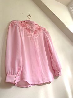 Blouse Ideas, Frill Blouse, Lace Trim Blouse, Lace Button, Simple Blouse, Sailor Collar, Vintage Blouse, Embroidery Blouse, Sheer Chiffon