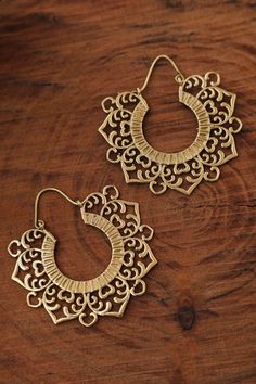 Tribal Brass Earrings, Brass Earrings, gold hoops, Hoop Earrings, Statement Earrings, boho earrings.