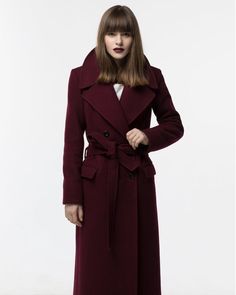 Burgundy coat / Autumn coat with notch collar | Etsy Wedding Skirt Top, Wedding Dress Coat, Lady Lawyer, Silk Bridal Gown, Burgundy Coat, Autumn Coat, Cape Wedding Dress, Coat Autumn, Bridal Tops