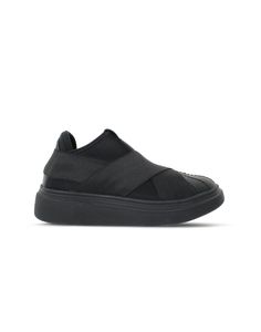 The EDGE® X elastic sneaker has an upper made of Lycra, patented elastic bands, removable antibacterial insole, rubber reinforcement on the heel and Eva sole. It is a soft and lightweight sneaker suitable for leisure use. Black Synthetic Sporty Slip-ons, Black Textile Slip-ons With Rubber Sole, Slip-on Platform Sneakers With Rubber Sole For Streetwear, Black Synthetic Slip-on Sneakers With Vulcanized Sole, Functional Slip-on Sneakers With Removable Insole For Light Sports, Modern High-top Slip-on Sneakers With Vulcanized Sole, Athleisure Slip-on Sneakers With Abzorb Midsole, Modern Low-top Slip-ons, Functional Black Synthetic Slip-on Sneakers