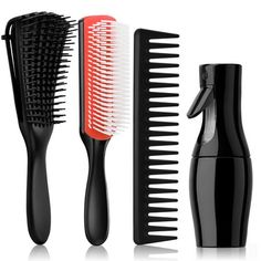 Livhil Detangler Brush for Curly Hair, Hair Brushes for Women Men or Kids Black+Red Natural Hair, Detangling Brush for Natural 3/4abc Wet Dry Hair PERFECT FOR ALL HAIR TYPES: Doesn't matter if your hair is long or short, curly or straight, thick or fine, this brush will run through any hair type removing tangles while making the hair soft. It works great on wet or dry hair and is perfect for men, women and kids. Smooth Curly Hair, Curly Hair Brush, Detangler Brush, Hair Smooth, Hair Styling Tools, Detangling Brush, Hair Brushes, Comb Hair, Kids Black