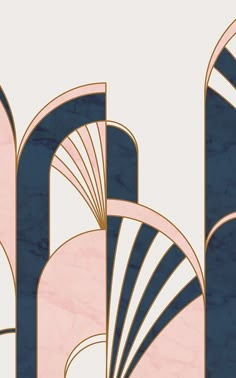 an art deco wallpaper with pink and blue shapes