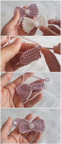 crochet bows are being made with yarn