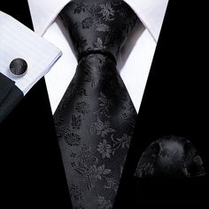 Treat yourself with a new pattern and splash of color to your look with this unique tie set. 100% Silk Handmade Package Includes: Tie, Pocket Square & Cufflinks. Length: 59" Width: 3.34" Warm iron if needed Wedding Pocket Square, Pocket Square Wedding, Prom Gift, Unique Ties, Black White Wedding, Cufflink Set, Gold Silk, Modern Gentleman, Tie Set