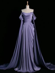 Purple Satin Prom Dress, Purple Long Prom Dress, Dress Purple Long, Prom Dress Purple, Hot Prom Dress, Velvet Prom Dress, Multi Way Dress, Draped Bodice, Long Formal Dress