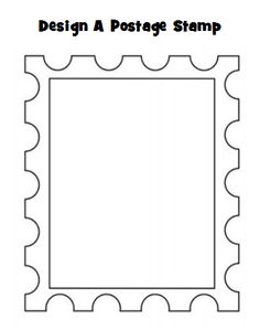 a square frame with scalloped edges and the words design a postage stamp on it