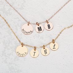 Show your grandma some extra love with a personalized Custom Grandmother Disc Necklace! Surprise the special grandmother in your life with a one-of-a-kind keepsake, crafted just for them. Perfect for Grandma, Mimi, Nana, Grammy, Granny, Nanny, Mamaw, and Abuela's alike, this personalized circle charm necklace is unique and memorable—and sure to become her favorite accessory! Every necklace includes one large name disc, along with up to 6 smaller discs that can each be engraved with initials. Cho Circle Charm Necklace, Tarnish Remover, Golden Jewelry, Monogram Jewelry, Disc Necklace, Metal Necklaces, Nanny, Solid 925 Sterling Silver, Personalized Custom