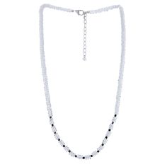 elegant, opulent and exclusive, the Audrey beaded Herkimer & Black diamond necklace, named after the famed actress is a must have for any self respecting fashionista dress up or dress down, choler length or longer, this Million Dollar looking piece is sure to turn heads Herkimer diamonds are quartz crystals with the typical hexagonal quartz form doubly terminated instead of terminated on their one end Black Diamonds... yes absolutely, black diamonds are real! They are similar to white diamonds t Elegant White Beaded Necklaces For Evening, Elegant White Beaded Necklace For Evening, Elegant Rondelle Faceted Beads Necklaces, Elegant Crystal Beaded Necklaces With Polished Beads, Elegant Crystal Beaded Necklace With Polished Beads, Elegant Crystal Necklace With Polished Beads, Elegant White Crystal Necklace For Formal Occasions, White Single Strand Necklace For Evening, Elegant Crystal Beaded Necklace With Gemstone Beads