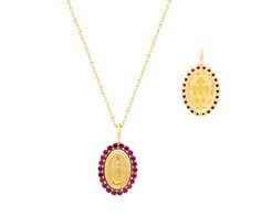 Discover divine elegance with our 14K Gold Miraculous Medal Necklace adorned with a vibrant color stone border. Crafted with reverence and precision, this necklace features the iconic Miraculous Medal in radiant 14K gold, encircled by a captivating border of Ruby, Blue Sapphire, or Emerald gemstones. With a total weight of 0.36 carats in colorful gemstones, this necklace exudes a timeless charm and spiritual significance. Whether worn for everyday inspiration or as a cherished symbol of faith on Spiritual Yellow Gold Necklaces With Gemstone Accents, Spiritual Yellow Gold Necklace With Gemstone Accents, 14k Yellow Gold Necklace With Gemstone Accents, Yellow Gold Necklace With Gemstone Accents, Yellow Gold Pendant Necklace With Gemstone Accents, Oval Gemstone Necklaces For Celebration, Yellow Gold Jewelry With Gemstone Accents And Oval Pendant, Spiritual Yellow Gold Oval Necklace, Gold Necklaces With Gemstone Oval Pendant