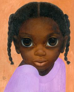 Black Lavender Original Big Eyes Movie, Eye Paintings, Whimsical Faces, Eyes Painting