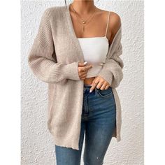 -Item Id 18342452 -Details: Rib-Knit -Sleeve Type: Drop Shoulder -Style: Casual -Color: Mocha Brown -Pattern Type: Plain -Sleeve Length: Long Sleeve -Length: Thigh Length -Temperature: Spring/Fall (18-25/63-77) -Fit Type: Loose -Fabric: Slight Stretch -Material: Knitwear -Composition: 100% Acrylic -Care Instructions: Hand Wash Or Professional Dry Clean -Sheer: No **Open To Offers!!!** **Bundle To Save More** **30% Off Bundles Of 2 Or More Items!!** ***Orders Go Out Within 5-10 Business Days!! Th Everyday Knit Cardigan, Beige Ribbed Cardigan For Layering, Oversized Ribbed Cardigan, Beige Ribbed Knit Cardigan, Fitted Beige Chunky Knit Cardigan, Beige V-neck Ribbed Outerwear, Ribbed Fall Cardigan, Spring Ribbed Sweater Coat, Beige Open Front Casual Sweater