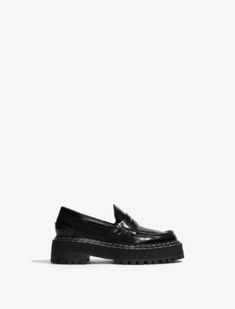 LUG SOLE PLATFORM LOAFERS | Shop from Proenza Schouler Online Store Black Tongue, Proenza Schouler Shoes, Platform Loafers, Chunky Platform, Lug Sole, Penny Loafers, Proenza Schouler, Calf Leather, Saddle