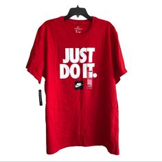 The Nike Tee Standard Fit Mens 2xl Red Just Do It Nike Box Logo Graphic T-Shirt Nike / The Nike Tee / Bv7662-657 Condition: This Item Is Brand New W/ Tags! (Please See Images.) Item Specifics: The Nike Tee, Standard Fit, Men's, Just Do It. Spellout & Nike Box Logo, Short Sleeve, Graphic Tee Shirt. New W/Tags Material: 100% Cotton Color: Red - See Images Size: Men's 2xl / Xxl (See Measurement First) Measurements: Pit To Pit (Across Chest): 25" Length (Top Of Collar To Hem): 30" Nike University Red Crew Neck T-shirt, Nike Casual T-shirt In University Red, Nike Red Tops For Streetwear, Red Nike Tops For Streetwear, Nike Red Graphic Tee Top, Nike Red Graphic Tee, Just Do It Nike, Nike Box, Shirt Nike