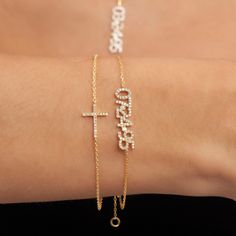 "This 14k personalized diamond birthdate bracelet is the perfect gift for the bridal party, someone special, or yourself.  M A T E R I A L & L E N G T H Available in 14k Yellow Gold, 14k Rose Gold, 14k White Gold, Sterling Silver Stone: Natural Diamond Thickness: 1.2mm / 0.05\" Numbers: 6 mm Diamond: Approximately 0.25 ct - 0.45 ct Chain: 6+1 inch link chain (Please contact us or leave a note if you want a different lenght) Color: G  Quality: SI-VS Additional Notes: * Non-Conflict Diamonds * Made in the USA E X C H A N G E / R E T U R N ∙ P O L I C Y Please let us know within 7 days of receipt. Ship the item back to us in its original condition. Get a full refund. Personalized items can be exchanged with 20% restocking fee. Full eternity bands can be exchanged with 15% restocking fee. Azal Anniversary Yellow Gold Diamond Name Bracelet, 14k Gold Name Bracelet With Initials For Anniversary, 14k Gold Initials Name Bracelet For Anniversary, Personalized Dainty Diamond Bracelet For Anniversary, Personalized Adjustable Diamond Bracelet, Personalized Adjustable Diamond Bracelets, Adjustable Personalized Diamond Bracelets, Anniversary Yellow Gold Name Bracelet With Diamond Accents, Personalized Diamond Bracelets With Adjustable Fit