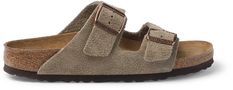 An icon of timeless design  the women's Birkenstock Arizona Soft Footbed sandals feature cushioned footbeds that create custom support with wear. Katie Brown, Casual Sandals Womens, Birkenstock Women, Footbed Sandals, Birkenstock Arizona, Rei Co-op, Casual Sandals, Womens Running Shoes, Suede Leather