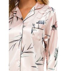 Satin Silky Floral Printed Button Down Shirt and Pants Sleepwear. No matter the cozy bedtime, casual home relax, laze afternoon, comfy bath, the soft and lightweight women's sleepwear could company with you all the time. This floral pajama lounge sets is perfect on slumber parties, pajama nights or daily wear or as a holiday gift for Mother's Day, Thanksgiving, Christmas, or birthday. Great for loungewear, nightwear, sleepwear, home bedroom, daily wear. This stes is constructed of floral print, Floral Pajama Set, Pajama Lounge, Floral Pajamas, Women's Sleepwear, Casual Home, Slumber Parties, Lounge Sets, Shirt And Pants, Thanksgiving Christmas