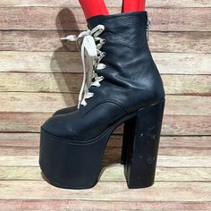 Unif Black Leather Salam Platform Boots Lightly Used Still In Good Condition Size 6 Please See Pictures For More Details Unif Shoes, Gothic Angel, Platform Boots, See Pictures, Black Leather, Angel, Size 6, Women Shoes, Boots