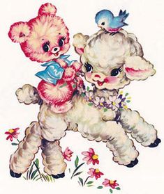 two teddy bears playing with each other on a white background, one is holding a blue bird