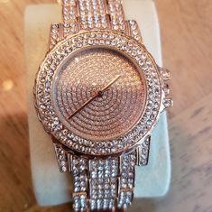 New Watch Without Box. Rose Gold Color Luxury Rose Gold Watch For Party, Luxury Rose Gold Party Watch, Formal Rose Gold Diamond Analog Watch, Pink Watch With Diamond Hour Markers, Rose Gold Analog Watch Accessories, Rose Gold Round Analog Watch Accessories, Rose Gold Analog Watch With Round Shape, Pink Gold Quartz Watch For Gifts, Pink Gold Quartz Watch Gift