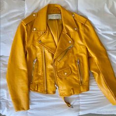 Zara Mustard Yellow Faux Leather Jacket Sz Small. Brand New Without Tags. 100% Polyester. Comes With Matching Optional Belt. Zara Yellow Outerwear For Work, Yellow Fitted Long Sleeve Biker Jacket, Zara Yellow Winter Outerwear, Trendy Yellow Outerwear With Zipper Closure, Yellow Fitted Biker Jacket, Yellow Fitted Casual Biker Jacket, Fitted Yellow Biker Jacket Casual Style, Fitted Yellow Casual Biker Jacket, Zara Casual Yellow Outerwear