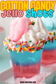 cotton candy jello shots with sprinkles on top