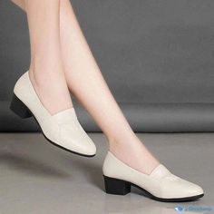 Orcajump - Comfortable Slip-on Chunky Heel Casual Work Shoes with Soft Soles Casual Work Shoes, Chunky Heels Casual, Square Head, Pu Heels, Casual Work, Work Shoes, Chunky Heel, Chunky Heels, Low Heels