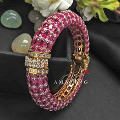 Ruby And Emerald Bangles, Luxury Red Ruby Bangle, Luxury Multi-stone Round Bangle, Luxury Ruby Bangle, Contemporary Bangles, Kada Bangles, Solid Gold Bangle, Ruby Bangles, Jewelry Bangles