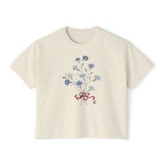 Our Floral Bouquet Boxy Tee is made with 100% ring-spun cotton fabric, it feels soft, while the boxy fit with the slightly cropped, seamless body adds that signature oversized look. Comfort Colors is a proud member of the US Cotton Trust protocol which means this shirt is made with ethically and sustainably sourced cot Floral Bouquets, Nice Dresses