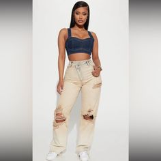 Brand New Fashion Nova Quite The Catch Crossover Non Stretch Straight Leg Jeans - Beige Size: 7 (Runs Big) Originally $30 Jeans Beige, The Catch, Jeans Fashion, Fashion Nova Jeans, Beige Color, Jeans Style, Crossover, Straight Leg Jeans, Leg Jeans