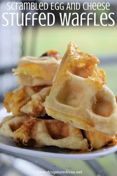 Scrambled Egg And Cheese Stuffed Waffles Recipe | Drugstore Divas Canned Biscuit, Waffle Ingredients, Fluffy Waffles, Waffles Recipe, Canned Biscuits, Egg And Cheese