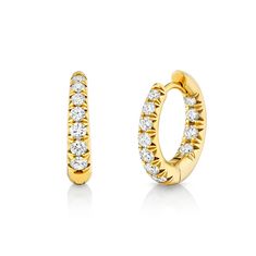 14k gold hoops with 1.10ctw of sparkling french pavé diamonds per pair. A classic essential for completing your ear story. Available as a pair. Goddess Gifts, Ruby Sapphire, Aquamarine Blue, Gold Hoops, Pave Diamonds, Rose Cut, Ring Necklace, Jewelry Care, Blue Topaz