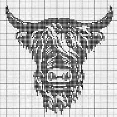 a cross stitch pattern with a bull's head on it