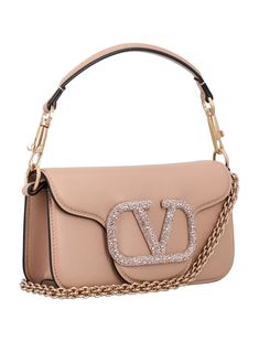 Loco V Crystal Shoulder Bag By Valentino Garavani. Featuring: Soft Leather Sparkling Vlogo Emblem Detachable Shoulder Strap Chain Detail Flap Closure Height: 11cm Width: 19,5cm Depth: 5,5cmComposition: 100% calf leather - bos taurus Valentino Bag, Kurt Geiger Heels, Chloe Purses, Mens Designer Shoes, Saint Laurent Shoes, Beautiful Boots, Gorgeous Bags, Prada Shoes, Luxury Accessories