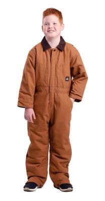 Berne Unisex Kids' Insulated Quilt-Lined Duck Coveralls, BI38BD Cotton Overalls For Outdoor Fall Activities, Long Sleeve Overalls With Pockets For Outdoor, Cotton Long Sleeve Overalls For Winter, Insulated Coveralls, Kids Overalls, Adjustable Legs, Front Zipper, Top Styles, Overalls