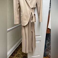 Brand New With Tags Simkhai Midi Dress. Cool Blazer And Skirt Look. Beige Pleated Dress For Formal Occasions, Beige Formal Dress With Pleated Skirt, Elegant Long Neutral Dress, Blazer And Skirt, Jonathan Simkhai, New Dress, Midi Dress, Blazer, Brand New