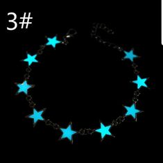 This Bracelet Is Silver With Blue Painted Stars In The Daylight. In Total Darkness, It Looks Like The Picture. The Measurements From End To End Are 9.75". We Are A Smoke Free, Pet Friendly Home. Bundle And Save! Please Don't Hesitate To Ask Questions! Glow In The Dark Accessories, Romantic Lover, Glow Bracelets, Star Anklet, Glow Jewelry, Glow Stars, Foot Chain, Retro Bracelet, Summer Bracelet