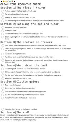 Deep Clean Your Room Checklist, Deep Room Cleaning Checklist, Room Cleaning Guide, Room Cleaning Schedule, Room Clean Out Guide, Room Reset Checklist, Steps To Tidy Your Room, A Clean Bedroom, Best Way To Clean Room