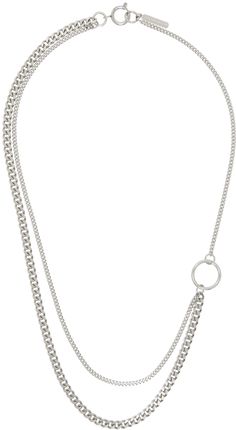 Handcrafted fine curb chain necklace in palladium-plated brass. · Curb chain and O-ring at length · Logo plaque at spring-ring fastening · L22 Supplier color: Palladium Silver Chain Necklace For Women, Justine Clenquet, Curb Chain Necklace, Creative Jewelry, Silver Chain Necklace, Curb Chain, Silver Pendant Necklace, O Ring, Spring Rings