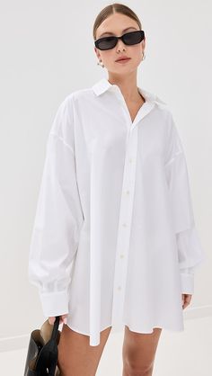 Shopbop - Designer Clothing, Shoes & Accessories Oversized Elegant Cotton Blouse, Elegant Shirt Dress With Relaxed Fit And Shirttail Hem, Elegant Shirttail Hem Shirt Dress With Relaxed Fit, Elegant Shirt Dress With Shirttail Hem And Relaxed Fit, Classic Shirttail Hem Shirt Dress For Daywear, Elegant Shirt Dress With Shirttail Hem And Placket, Elegant Shirt Dress With Button Cuffs And Shirttail Hem, Oversized Cotton Blouse For Formal Occasions, Oversized Long Sleeve Shirt Dress For Office