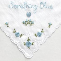 "One of a kind new and unused hand embroidered 'Something Blue' vintage cotton lawn handkerchief circa 1980. This delightful handkerchief is made from 100% white Swiss cotton lawn.  The handkerchief depicts a machine embroidered rose and whitework design in pale blue in one corner.  Machine embroidered scolloped edges completed this delightful hankie.  I have used 100% colour fast contrasting pale blue embroidery thread for the \"Something Blue\" inscription on this gorgeous handkerchief.  This Blue Embroidered Handkerchiefs For Wedding, Blue Embroidered Handkerchief For Wedding, Blue Embroidered Wedding Handkerchief, Vintage Blue Handkerchiefs With Floral Embroidery, Blue Vintage Handkerchiefs With Floral Embroidery, Blue Embroidered Handkerchiefs For Gifts, Blue Embroidered Handkerchiefs As Gift, Blue Embroidered Handkerchief As Gift, Blue Cotton Handkerchiefs For Wedding