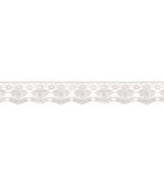 a white lace trim with flowers on it