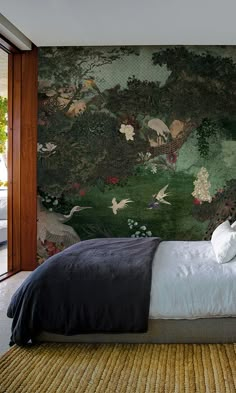 classic nature garden bedroom wallpaper mural Art Matters, Tape Art, Bright Patterns, Wallpaper Calculator, Wallpaper Bedroom, Vintage Garden, Designers Guild, Benjamin Moore, Vintage Wallpaper