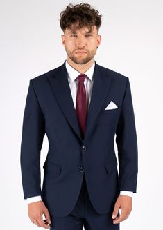 Bryant Navy Blue Stretch Suit - SARTORO Elegant Navy Blazer For Work, Navy Fitted Suit With Long Sleeves, Fitted Single Button Tuxedo For Business Casual, Navy Fitted Long Sleeve Suit, Navy Fitted Long-sleeve Suits, Classic Fitted Blazer In Suiting Fabric, Elegant Fitted Cotton Suits, Classic Tuxedo For Office Wear, Elegant Suits With Hidden Button Closure For Office Wear