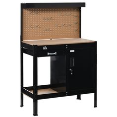 a black cabinet with two doors and drawers on the bottom shelf is open to show jewelry