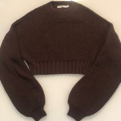 Washed Once And Never Worn. Love It But It Didn’t Fit Me. Brown Knit Crop Sweater, Brown Knit Sweater Cropped, Beautiful Sweater, S Crew, Sweater Sleeves, Na Kd, Sleeve Sweater, Love It, Sweaters For Women