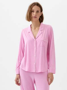 Modal Pajama Shirt | Gap Gap Pajamas, Dc Trip, 2024 Wishlist, Cute Pajama Sets, Pink Pajamas, Winter Pajamas, Cute Lazy Day Outfits, Lazy Day Outfits, Cute Pajamas