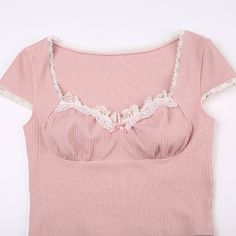 Get ready to feel feminine and romantic in our Rubie Short Sleeve Crop Top, part of our Good Girl Things collection. With delicate lace detailing and mini floral accents, this top offers a slim fit and French-inspired style. Perfect for those "good girl" vibes. Details Rubie Short Sleeve Crop Top in Pink Lace Detailed Mini Floral Detail Slim Fit French Style Feminine, Romantic Good Girl Things Shirts & Tops Collection Pink Feminine Lace Top, Feminine Cotton Lace Patchwork Top, Feminine Pink Lace Top, Pink Delicate Lace Top For Spring, Pink Delicate Lace Tops For Spring, Chic Pink Fitted Lace Top, Chic Fitted Pink Lace Top, Chic Summer Tops With Contrast Lace, Pink Fitted Lace Crop Top