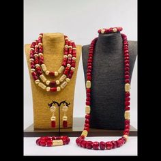 Note that authentic beads are used in making these slippers Traditional Gold Beaded Necklaces For Ceremonies, Traditional Large Beads For Wedding, Red Large Beads For Ceremonial Usage, Traditional Gold Beads For Marriage, Ceremonial Large Red Beads, Traditional Wedding Beads, Beaded Slippers, Edo Brides, Igbo Traditional Wedding